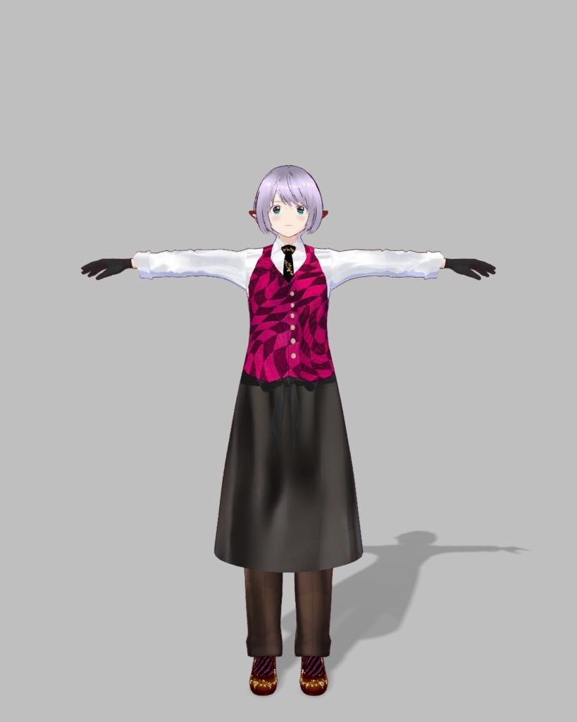 バレンタインバーテンダー衣装2(ピンク)ズボン、ネクタイ、パンプス付き