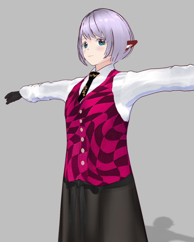 バレンタインバーテンダー衣装2(ピンク)ズボン、ネクタイ、パンプス付き