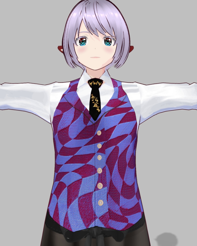 バレンタインバーテンダー衣装3(ブルー)ズボン、ネクタイ、パンプスつき