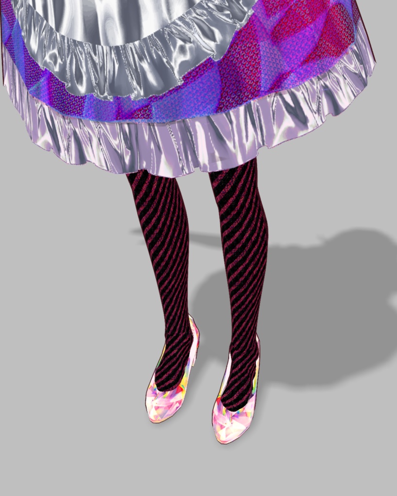 魅惑のホワイトデーメイド衣装1(カラフルキャンディ青ピンク)キャンディパンプス、黒赤ニーハイソックス付き