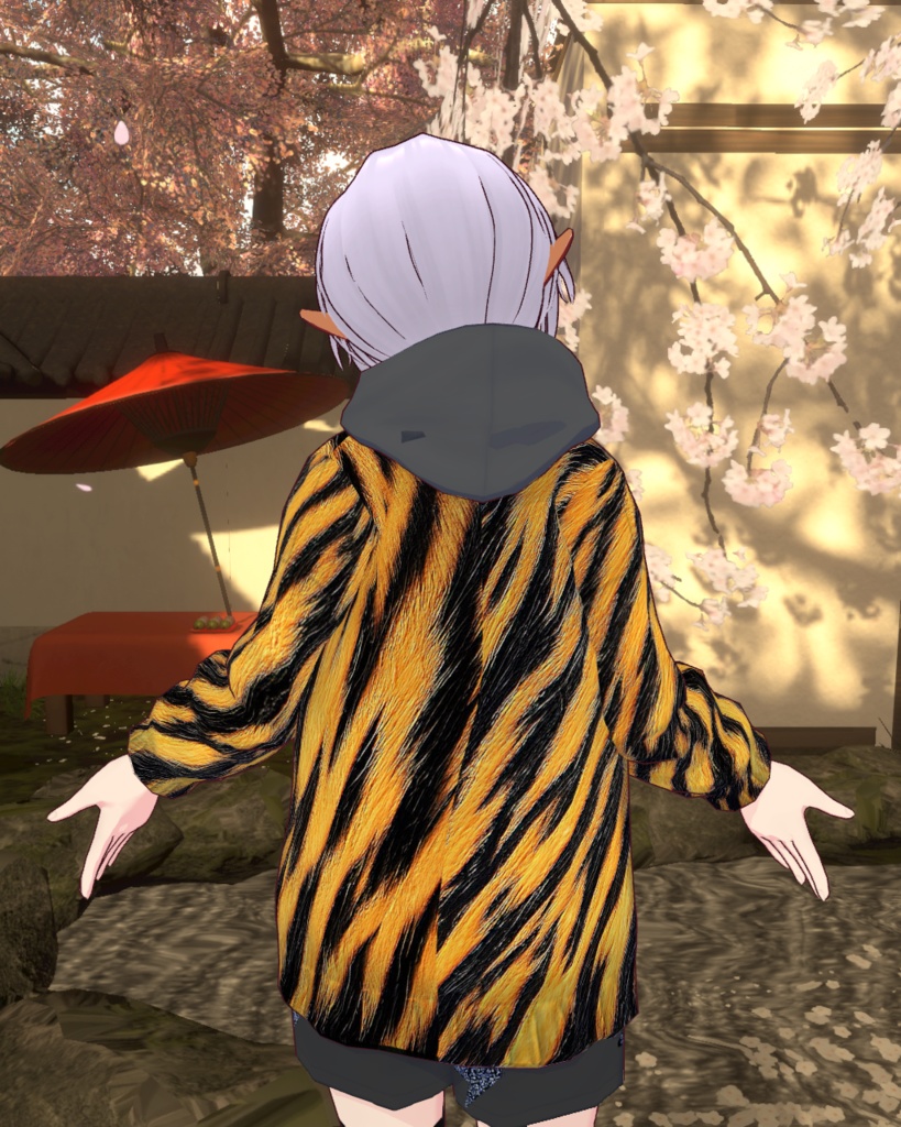 虎柄シリーズ1 パーカー雷ショートパンツ付き