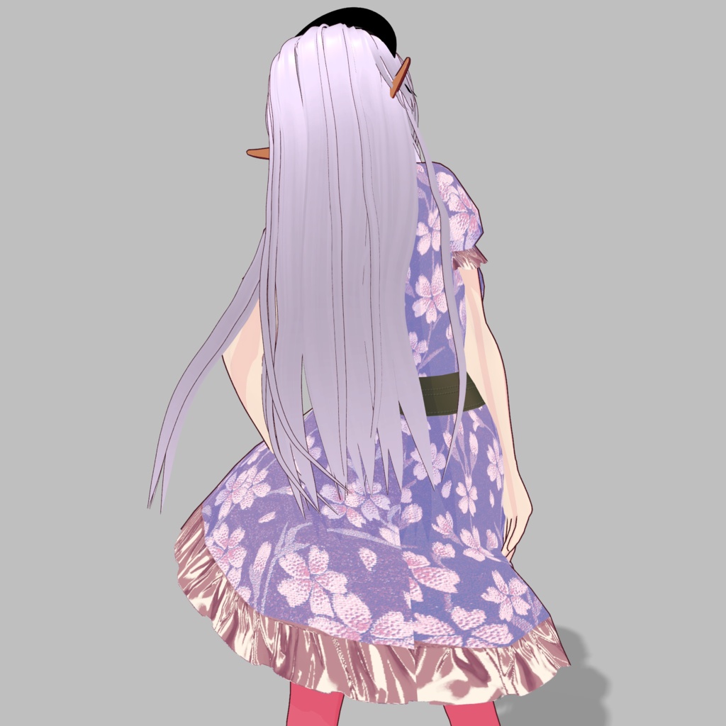 桜メイド衣装薄紫桜色レギンスパンプス付き