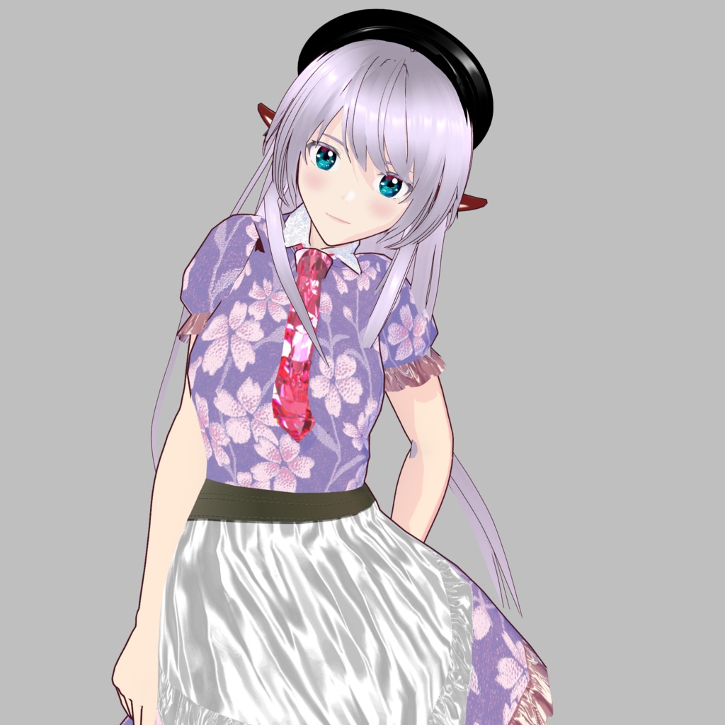 桜メイド衣装薄紫桜色レギンスパンプス付き