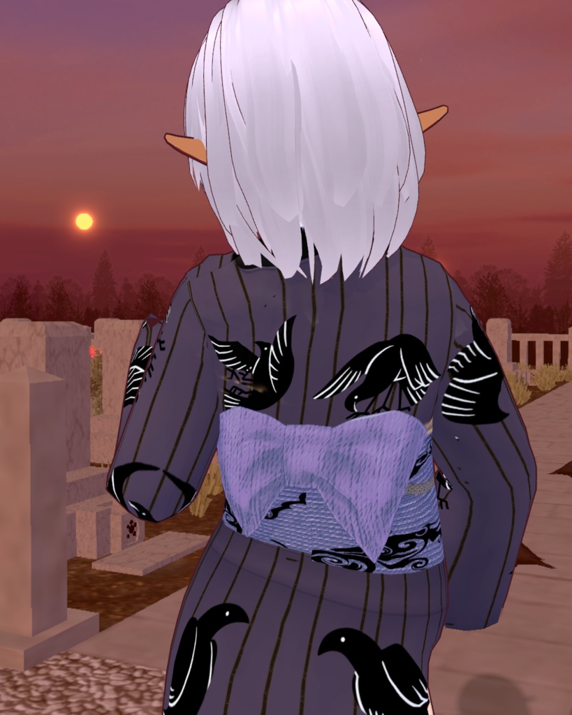 妖怪着物八咫烏紫羽織り有無のセット