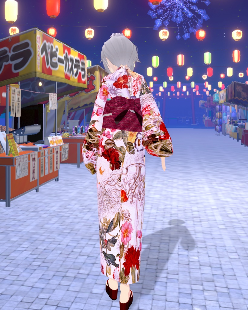 海と花のカワイイ浴衣(赤)