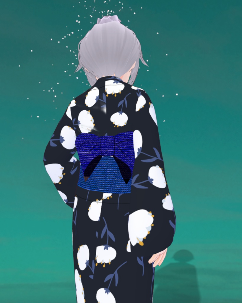 白バナと藍の浴衣