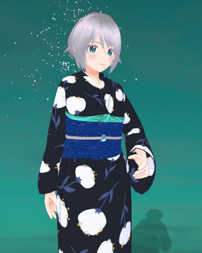 白バナと藍の浴衣