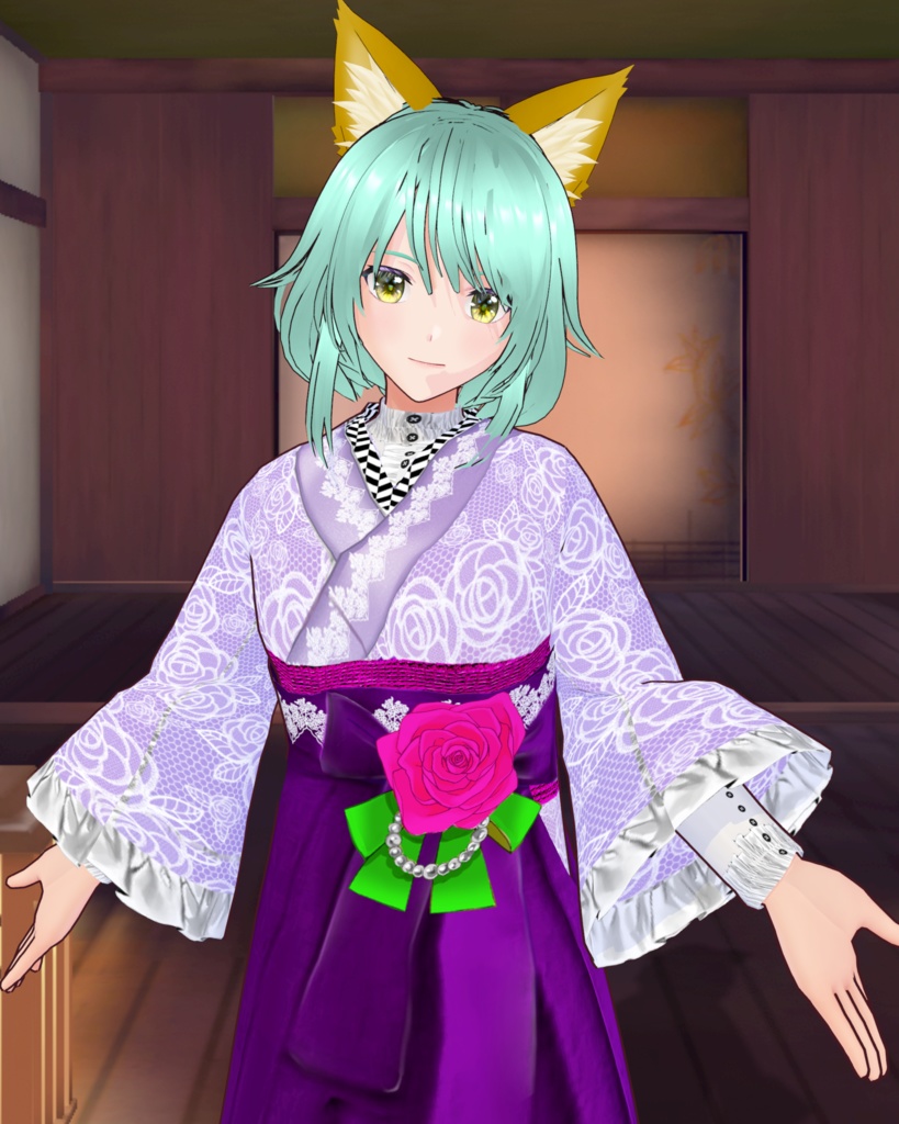袴シリーズブーツセット 薔薇とレース
