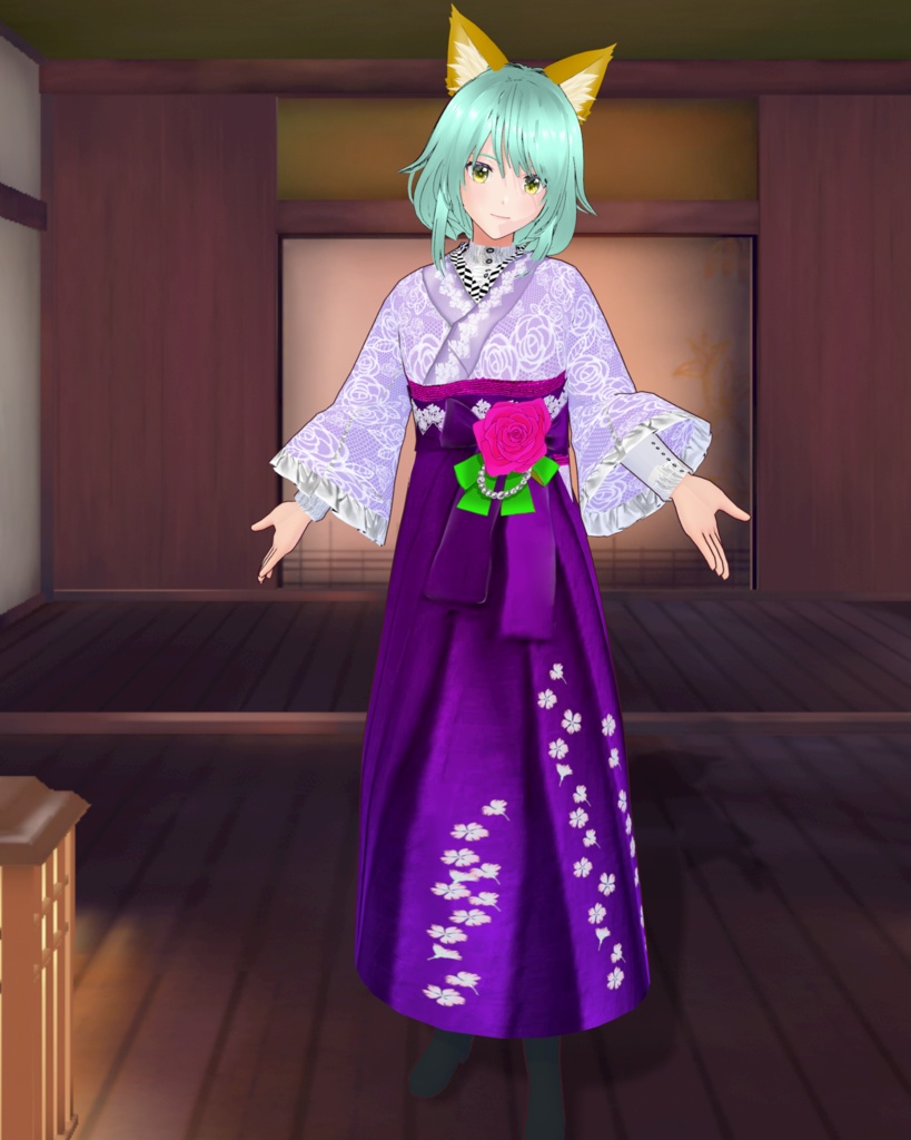 袴シリーズブーツセット 薔薇とレース