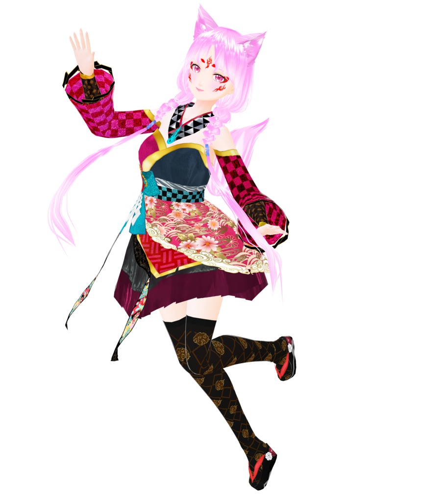 妖怪ドレス 華 (ドレス、ニーソ、アームカバー、草履セット)