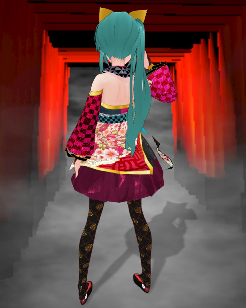 妖怪ドレス 華 (ドレス、ニーソ、アームカバー、草履セット)