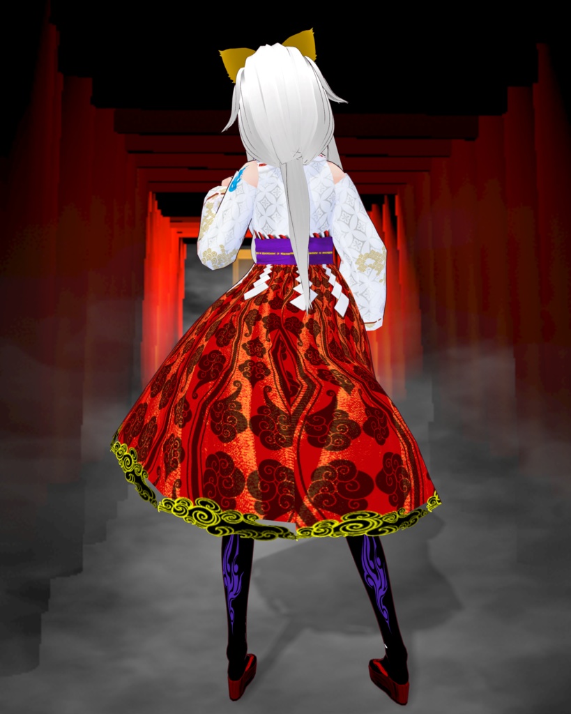 神使の装束 (紅粧、ドレス、タイツ、草履 セット)