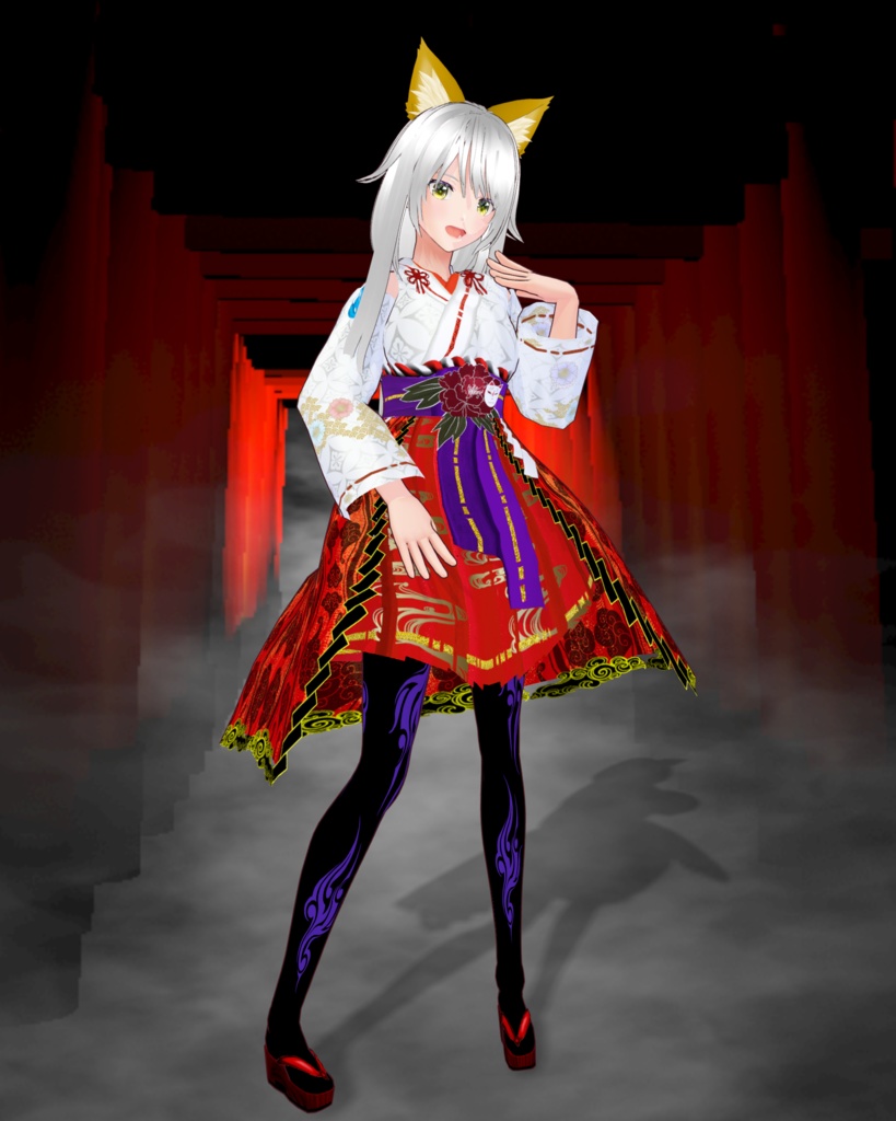 神使の装束 (紅粧、ドレス、タイツ、草履 セット)