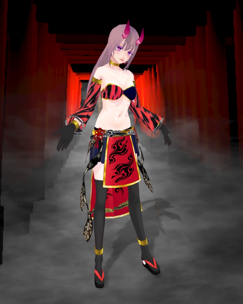 紅(くれない) ドレス ニーソ 草履のセット