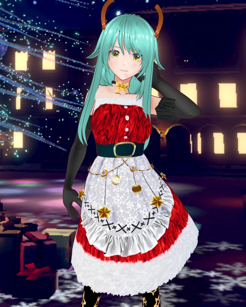 クリスマスサンタメイド衣装 ブーツ、レッグウェア、アームカバーセット