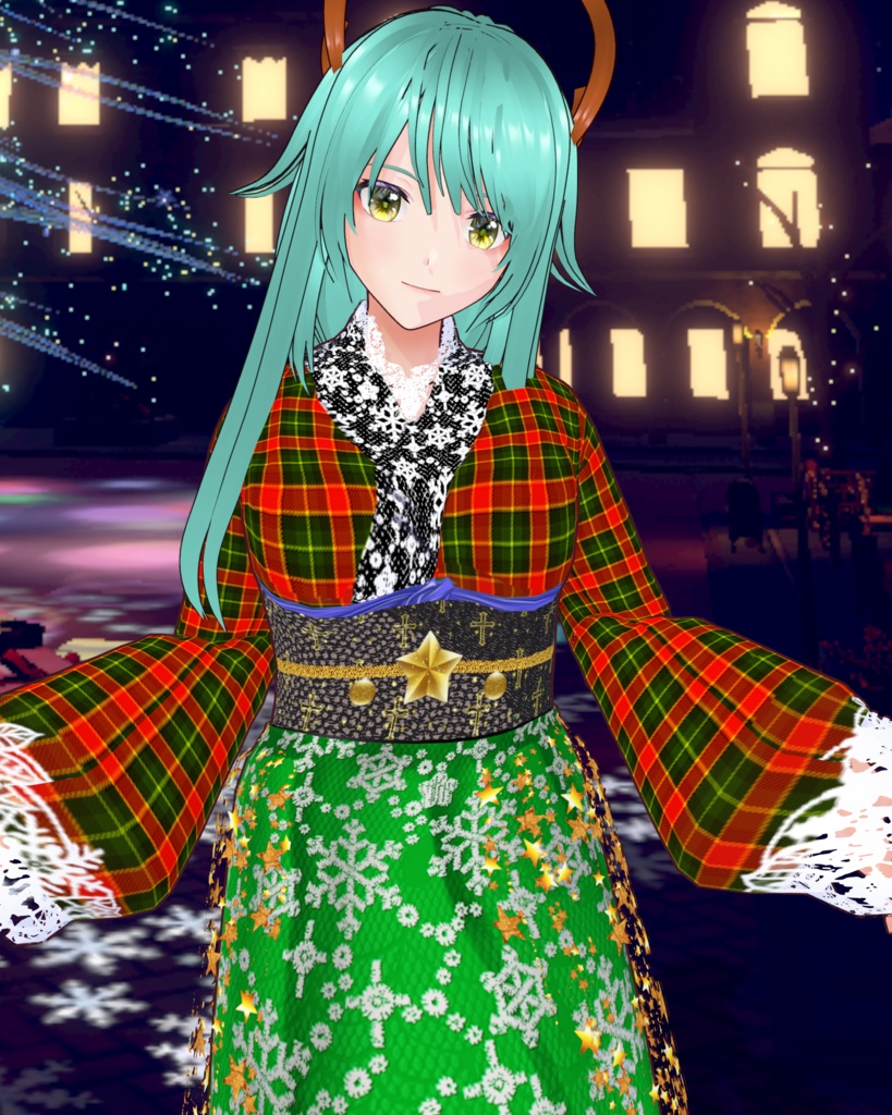 クリスマス和風メイド衣装 トナカイツノ付き