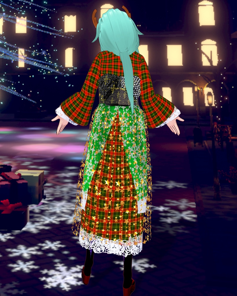 クリスマス和風メイド衣装 トナカイツノ付き