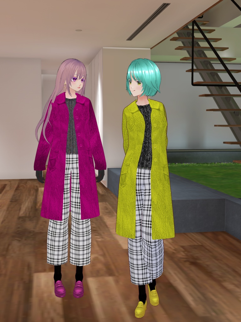 カラーコート&メタリックローファー3色セット(ピンクイエローブルー)