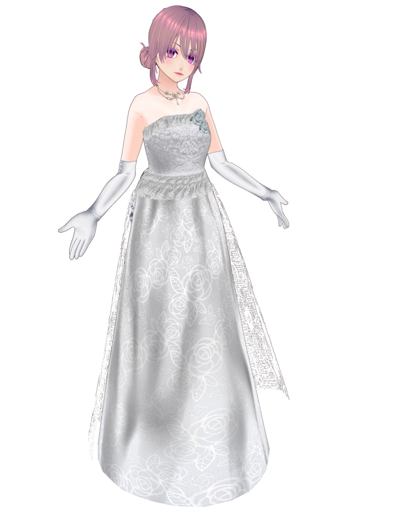 薔薇の花嫁衣装(ドレス、ヒール、手袋のセット)