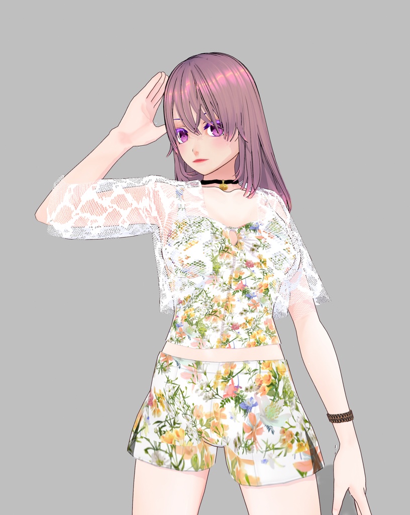 サマーニット花柄ツーピース