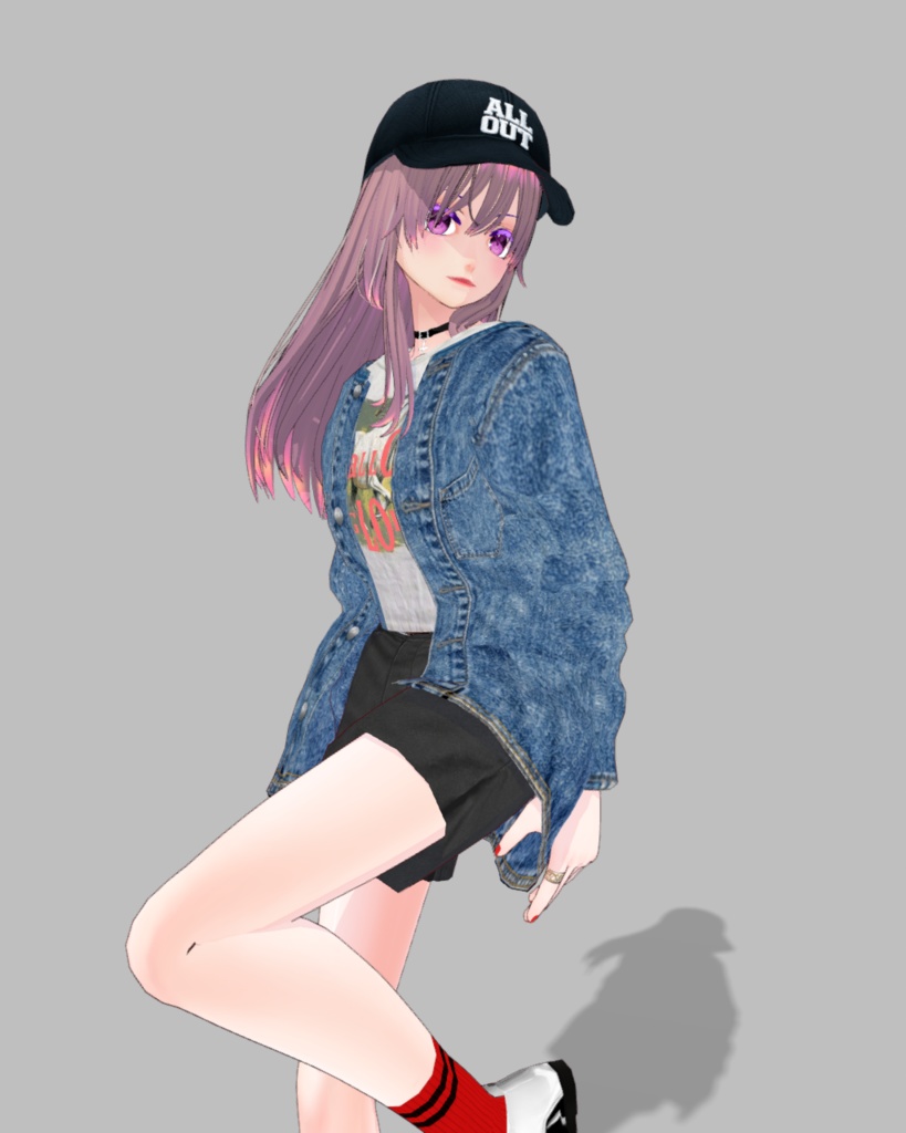 デコれるtシャツデニムコーデ【vroid】