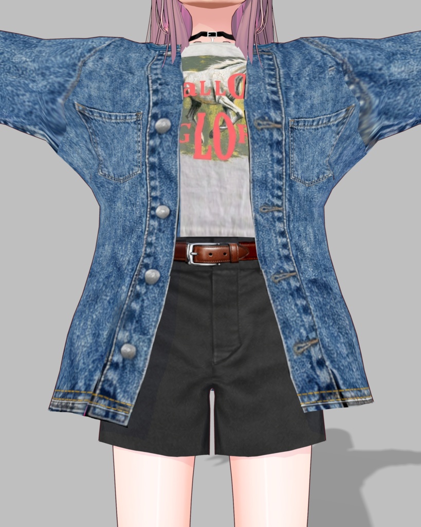 デコれるtシャツデニムコーデ【vroid】