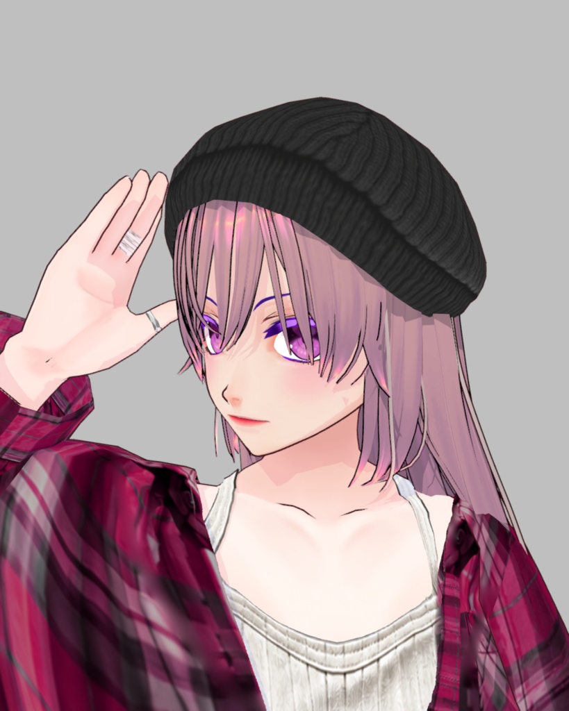 オータムチェックシャツコーデ【Vroid】4色