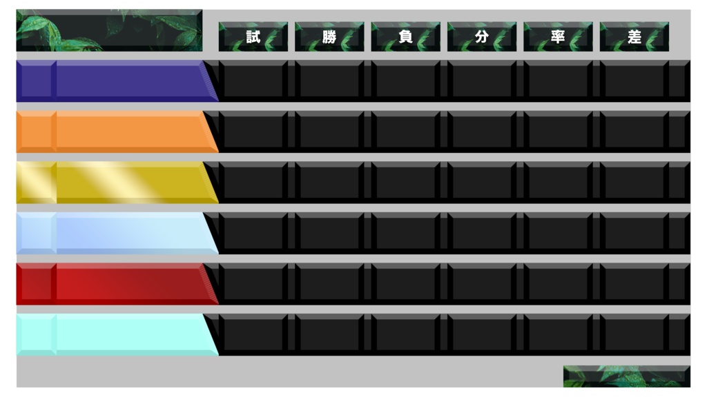 【野球中継風】順位表テロップ（PNG画像）