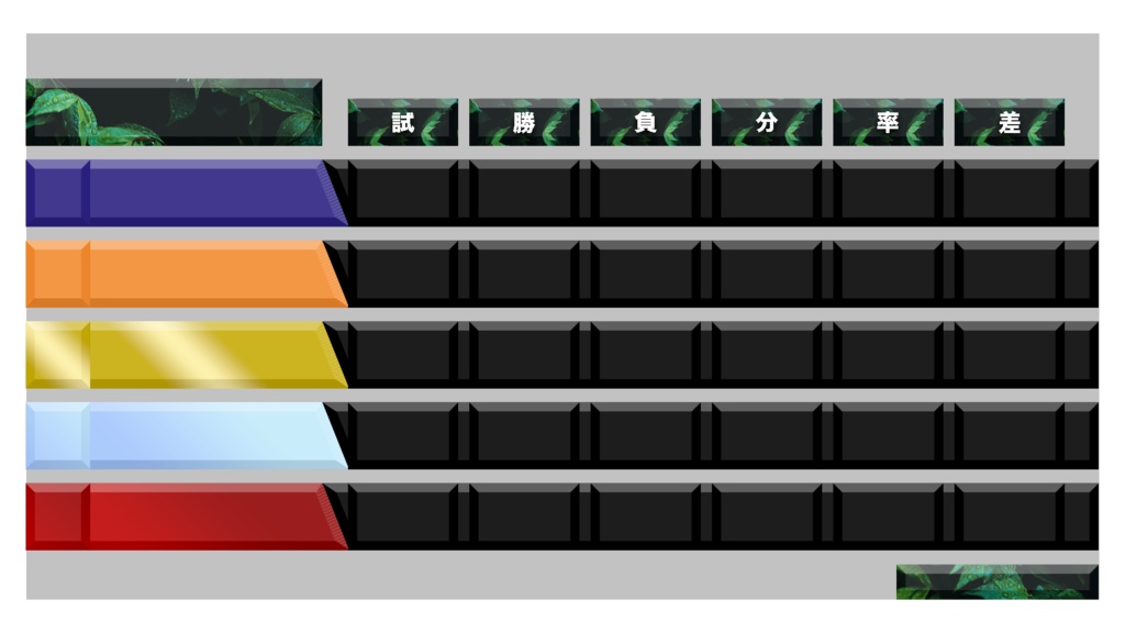 【野球中継風】テロップベース7点セット(PNG画像)
