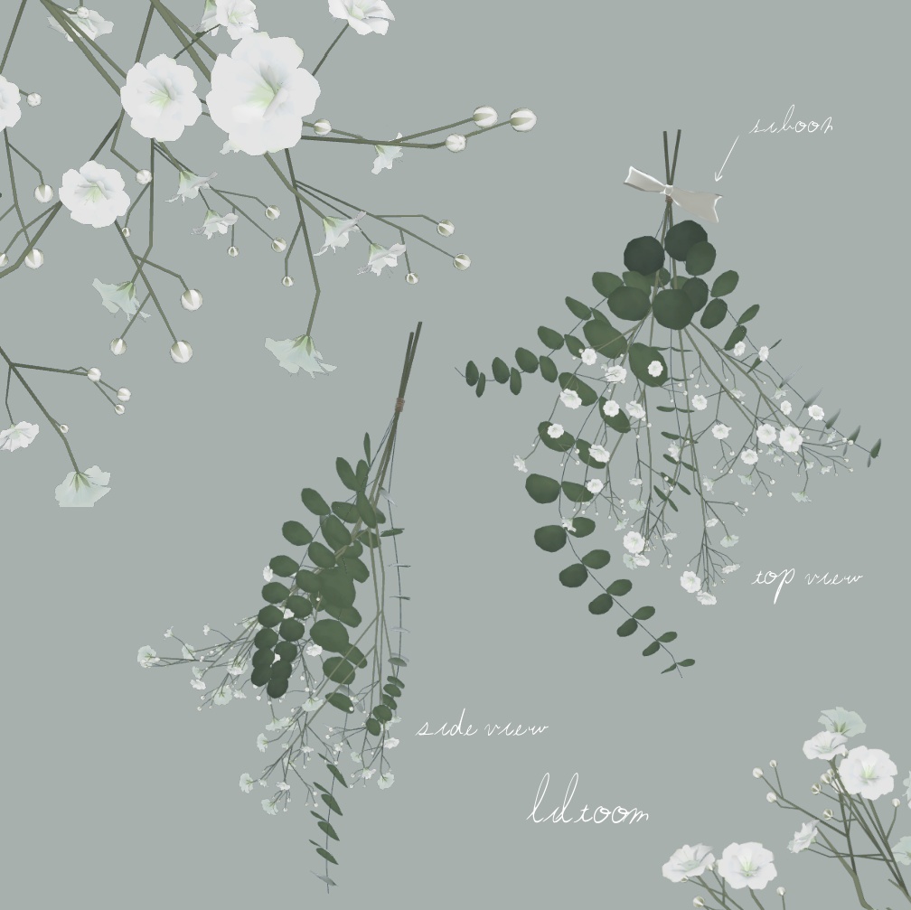 white recollection - 3D flowerswag