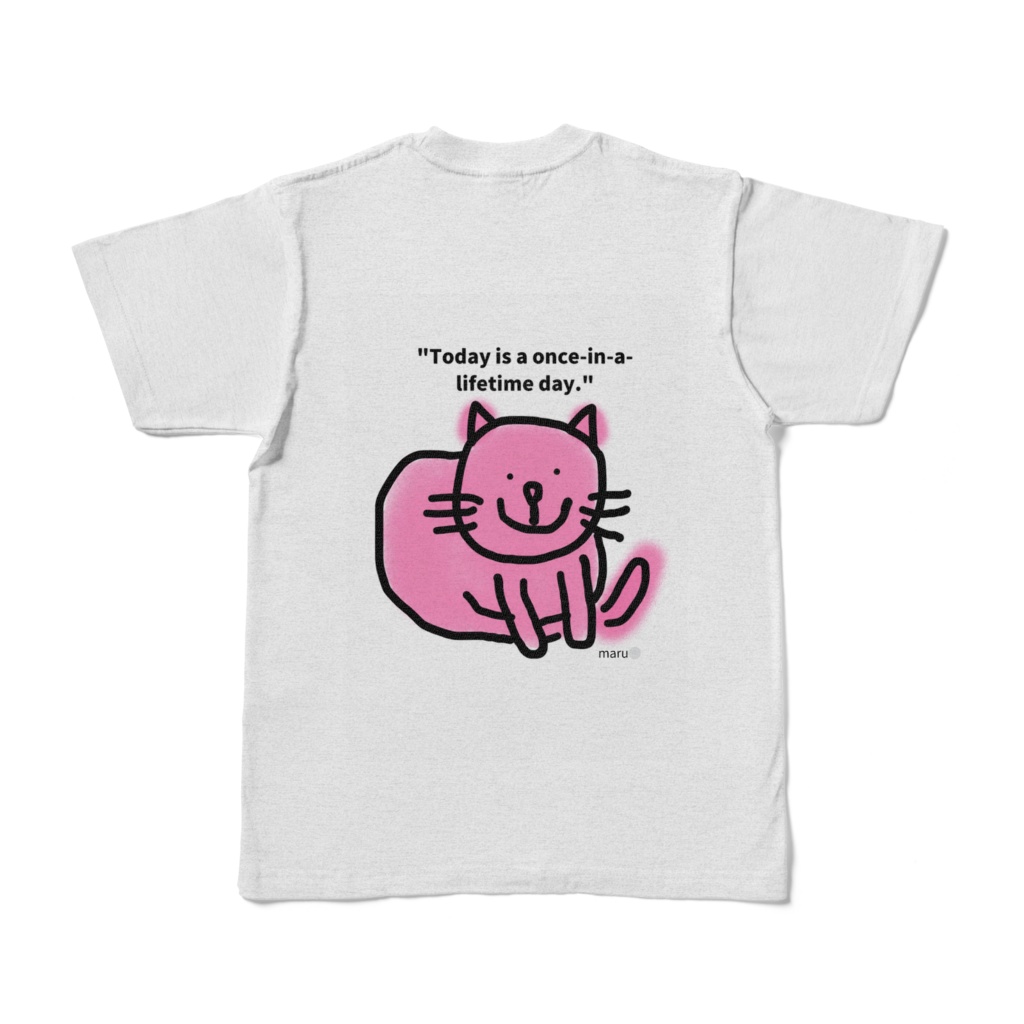 ピンク猫　背中プリント