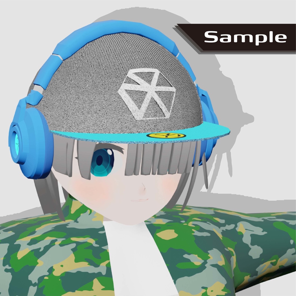 【無料】キャップ&ヘッドホン 3Dモデル