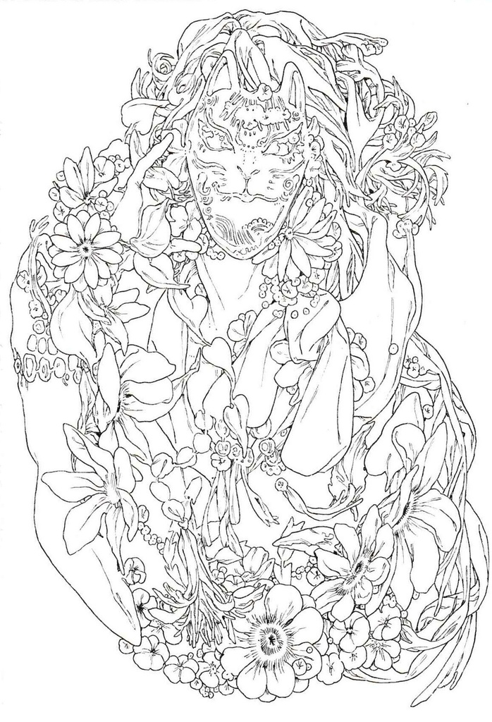 【手描き原画】Series JAPAN - 狐面 (きつねめん) -