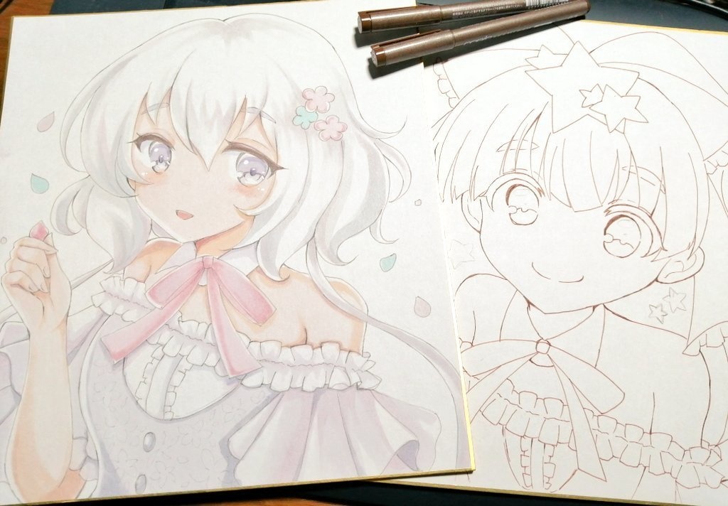 描き下ろし手描き色紙