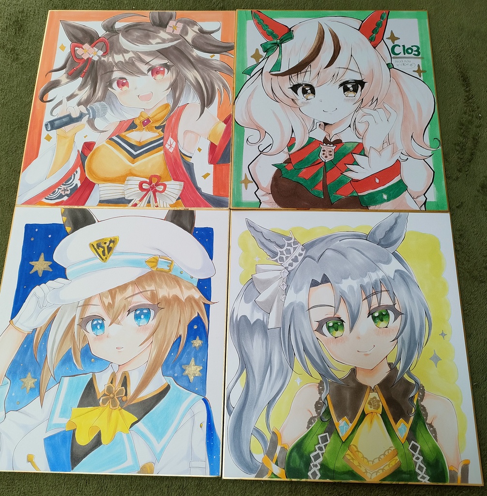 【大サイズ】描き下ろし手描き色紙