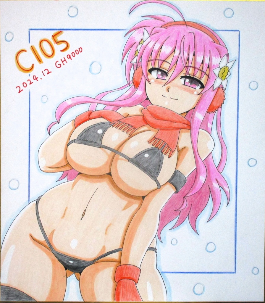 イラスト色紙・水着マフラーキリエ