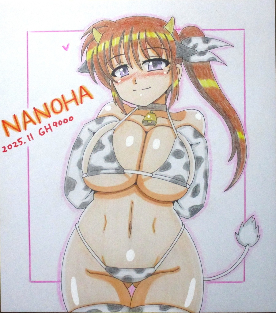 イラスト色紙・牛ビキニなのは