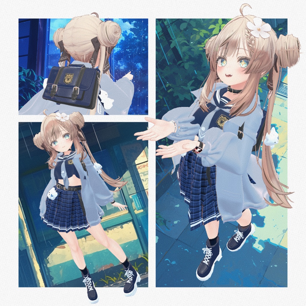 【ポーズセット】6月号『放課後の雨宿り』~マヌカ編~