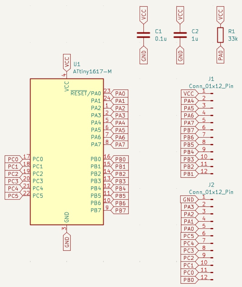 ATtiny x7(24-pin VQFN) DIP化基板