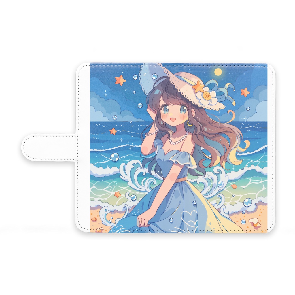 青い海の少女 手帳型Androidケース