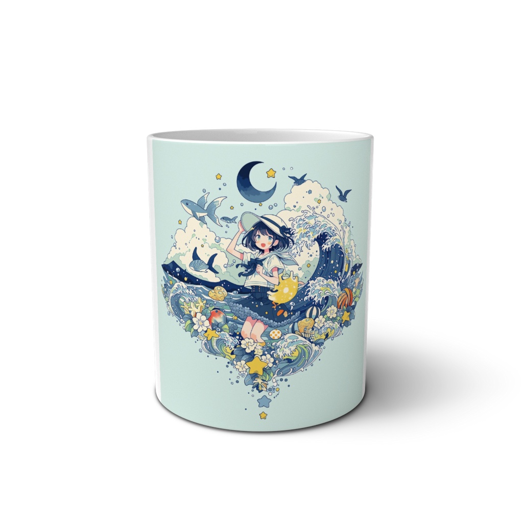 星空と花のマグカップ