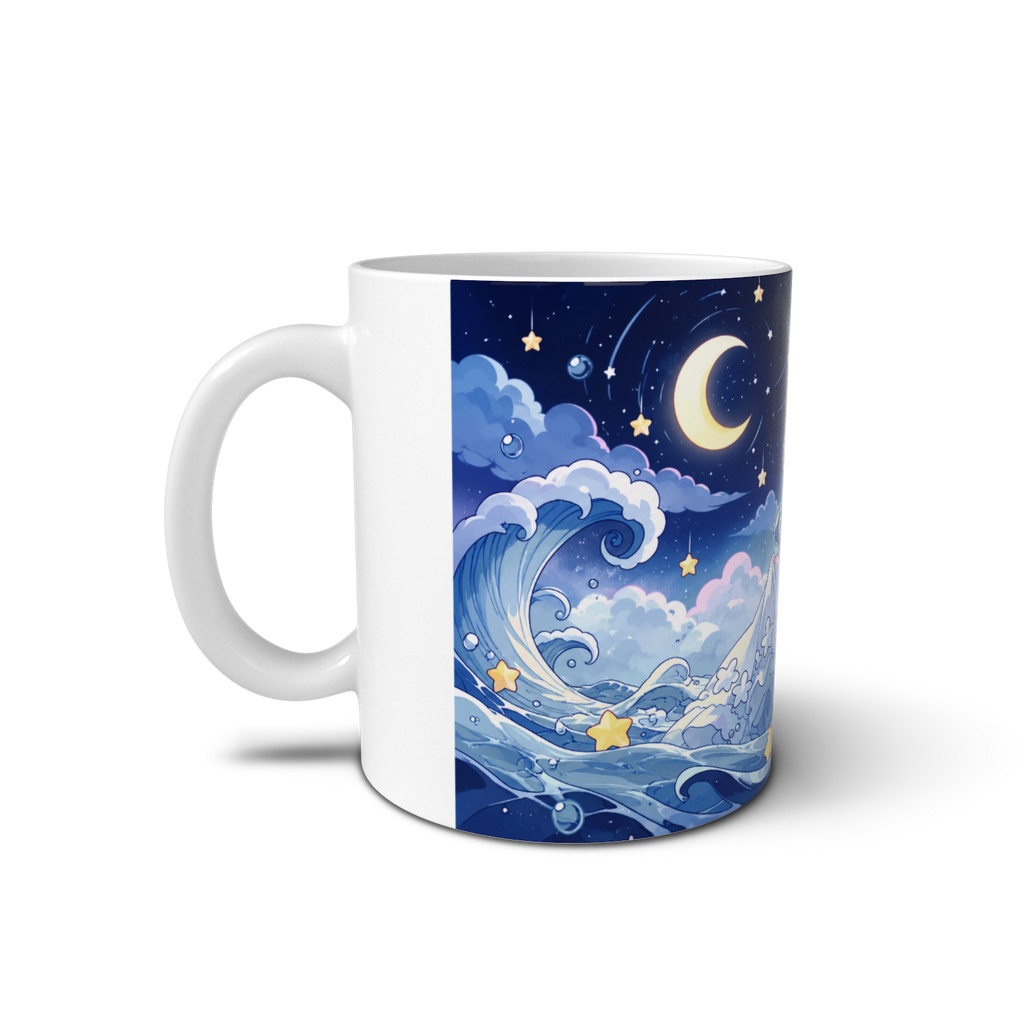 月夜の海と星空のマグカップ