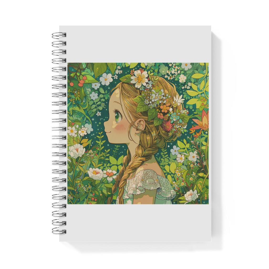 花冠の少女と草花