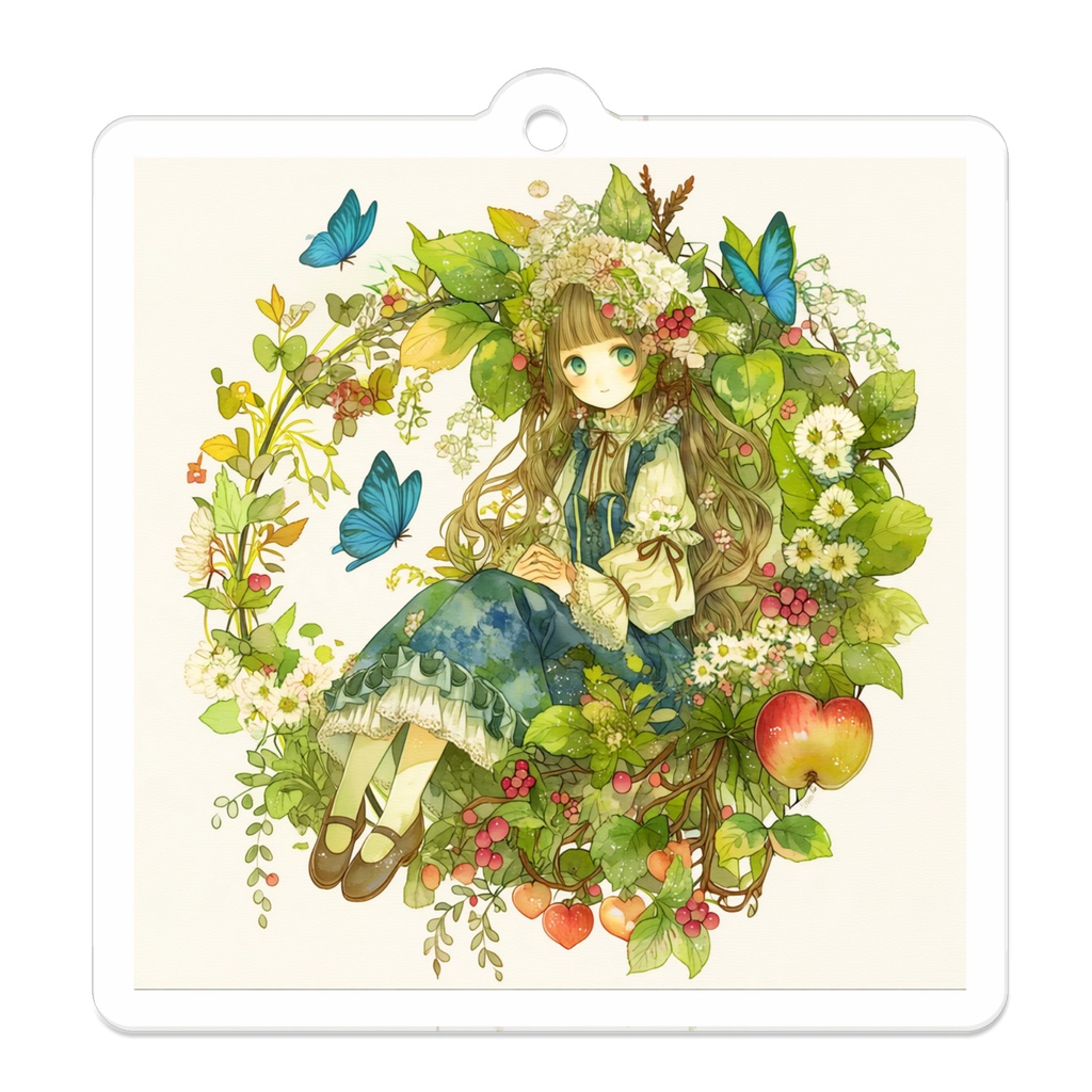 花と緑の森の少女