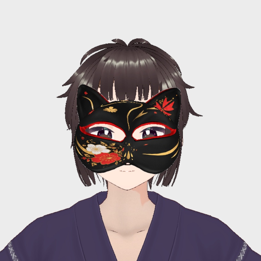 【VRoid用】半狐面アクセサリー 2色セット|白狐・黒狐 - Half Fox Mask