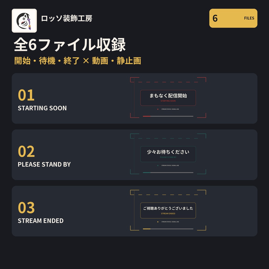 シグナルライン配信画面セット(開始・待機・終了)