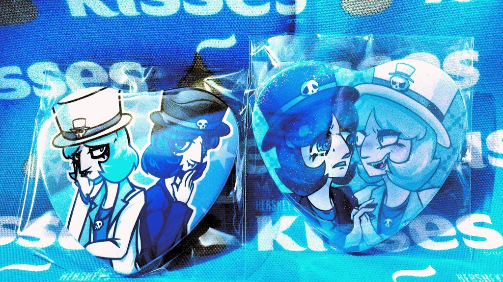 ふたりはなかよしハートの缶バッジ(2種)