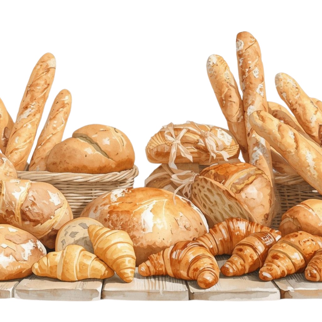 アンティークリアル水彩風 ベーカリー・カフェ クリップアート25点セット(PNG)