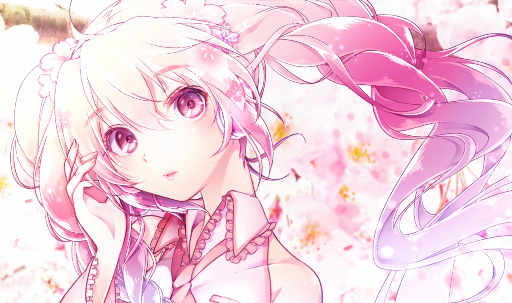 桜ミクさん(三つ編みver.)アクリルキーホルダー