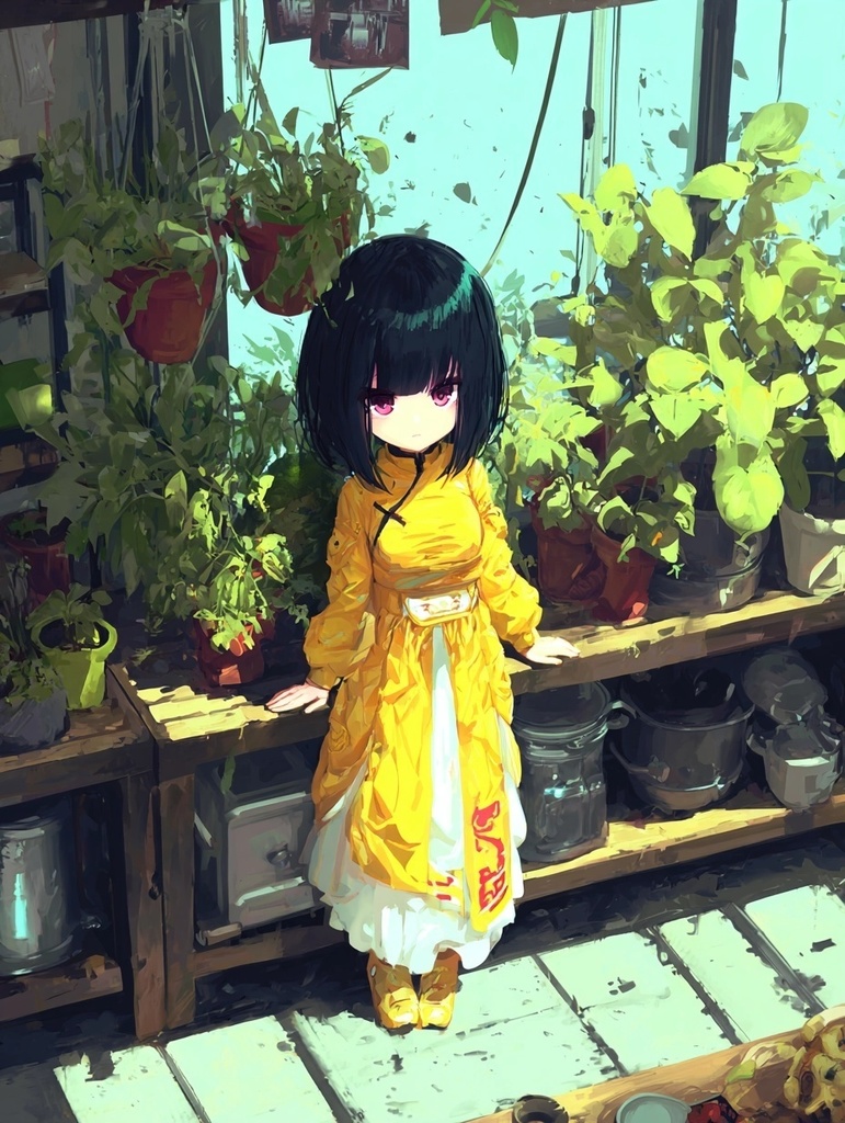 黒髪ボブの少女と朝のチルキッチン|高精細プロンプト+Niji profile付き